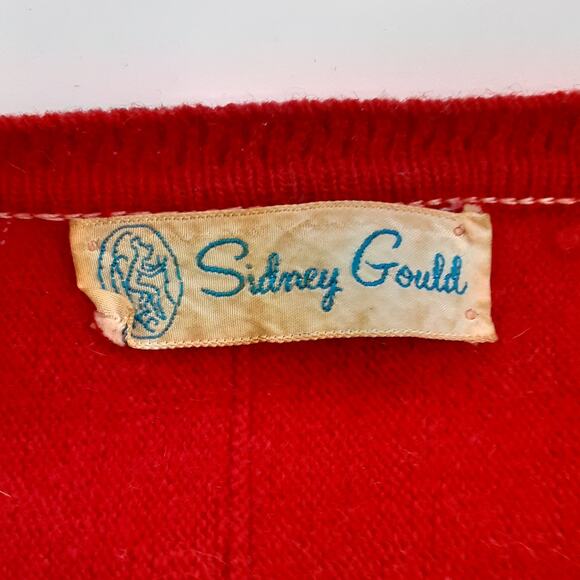 Vintage 1950s Cardigan Sweater Wool Blend Cherry Red Pearl Button Rockabilly - Picture 7 of 15